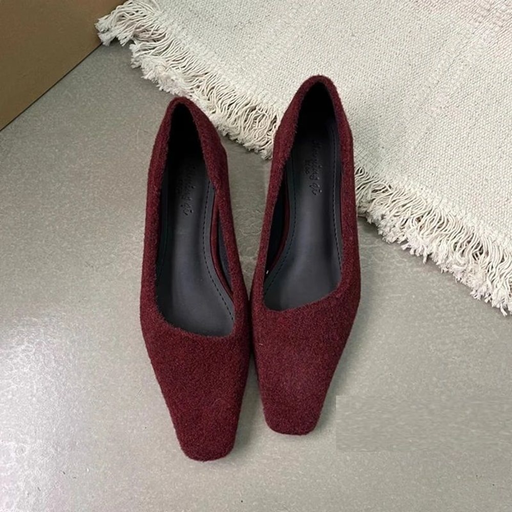 Ladies Elegant Boat Shoes Spring New Brand Women Pumps Shallow Slip On Square Low Heel Single Shoes 4