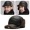 Winter Baseball Cap Men PU Leather Bomber Caps Warm Thicker Dad Hat With Earflaps Windproof Tongue 4