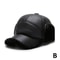 Winter Baseball Cap Men PU Leather Bomber Caps Warm Thicker Dad Hat With Earflaps Windproof Tongue 2