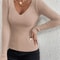 Autumn Winter Women Rib Knit V Neck Sweater Y2k Stripe Pullover Long Sleeve Jersey Tops Trendy Fash