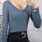 Autumn Winter Women Rib Knit V Neck Sweater Y2k Stripe Pullover Long Sleeve Jersey Tops Trendy Fash