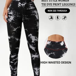 high waisted tie dye leggings for women, super soft yoga gym tights, no see through workout push up fitness leggings