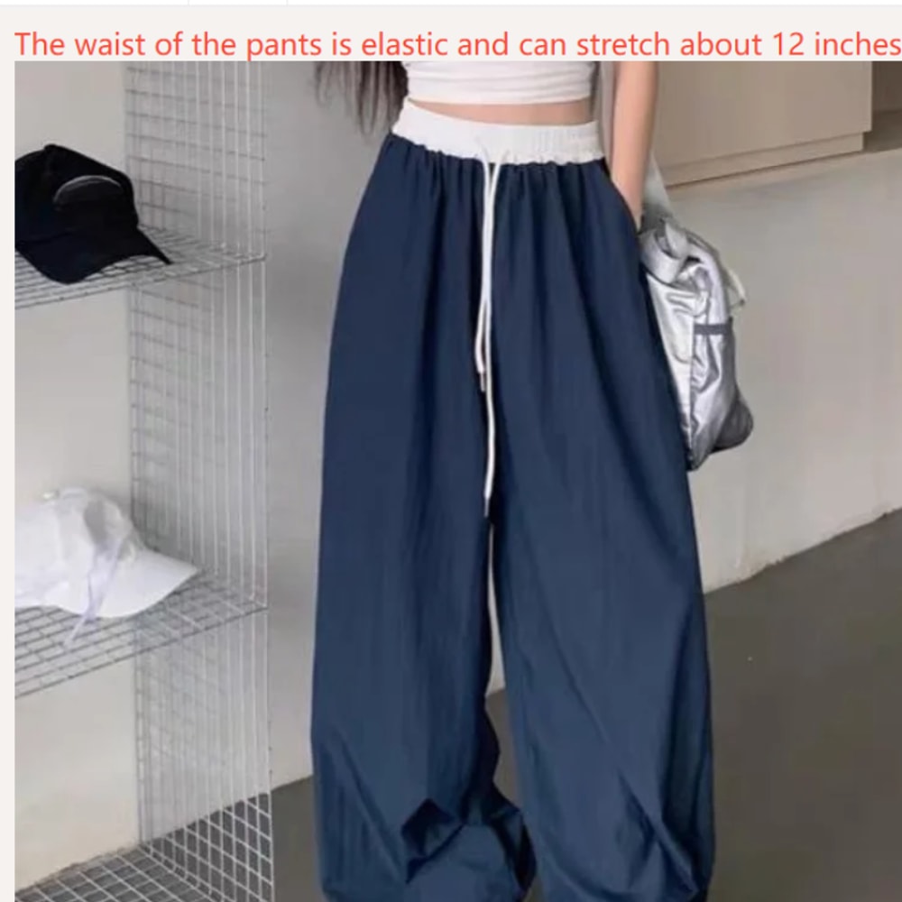 High Street Women's Wide Leg Pants, Drawstring Cargo Pants, Hip Hop Lady's Summer Trousers, Stylish Female Trousers