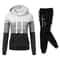 Versatile Casual Women Tracksuit Sweatshirt Hooded Pullover Sweatpant Color Block Jogging Outfits S