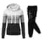 Versatile Casual Women Tracksuit Sweatshirt Hooded Pullover Sweatpant Color Block Jogging Outfits S