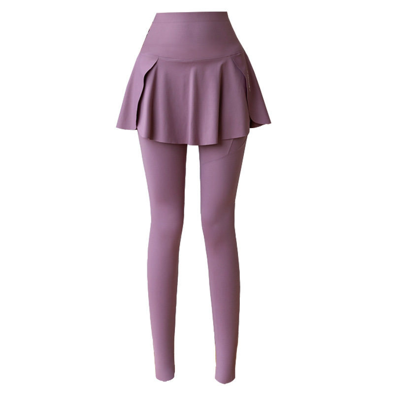 Seamless Fitness Leggings High Waist With Pocket Women Fake Two Pieces Leggings Elastic Slim Fashio 8