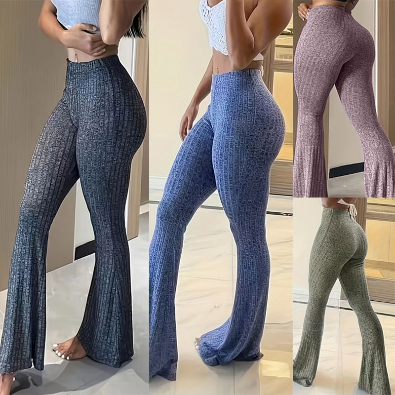 High Waist Slim Capris, Sexy Bell Bottom Flare Tights, Y2K Women Clothes, Streetwear Aesthetic Pants