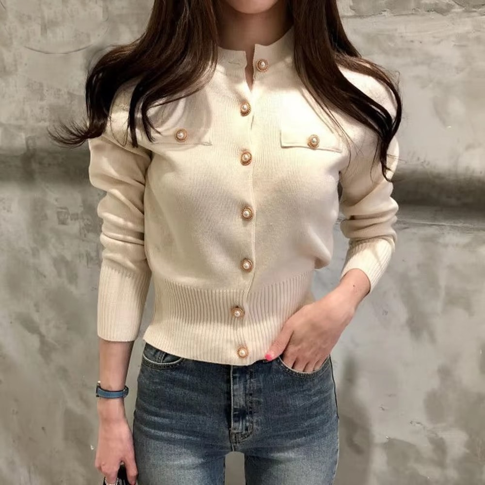 Fashion Women Cardigans Sweater For Autumn Knitted Coat Short Casual Single Breasted Korean Slim Ch 1