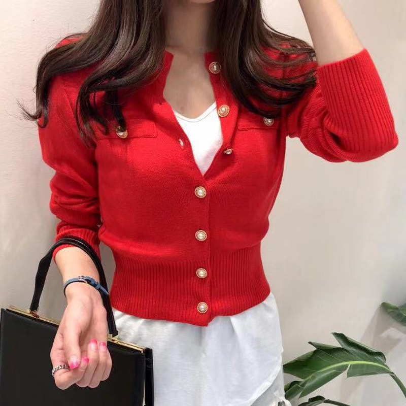 Fashion Women Cardigans Sweater For Autumn Knitted Coat Short Casual Single Breasted Korean Slim Ch 5