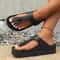 Casual Simple Buckle Flat Heel Flip Flops Large Size Thick Bottom Cover For Women 3