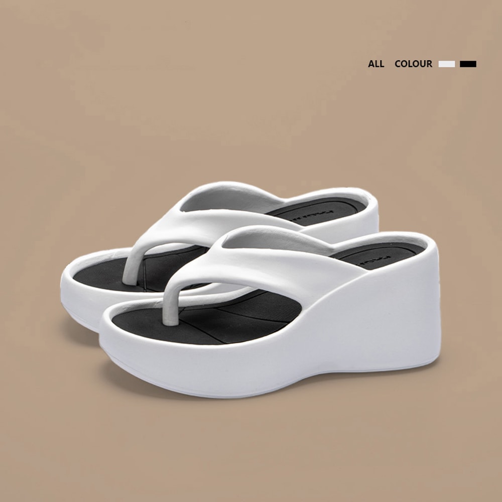 Summer Chunky Platform Beach Sandals Womens Clip Toe Wedge Flip Flops Thick Sole High Heeled Eva Sl 3