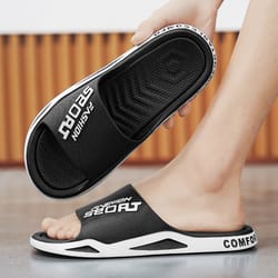 men's soft eva slip-on slippers, anti-odor outdoor sport slides, beach shower sandals, casual fashion slippers