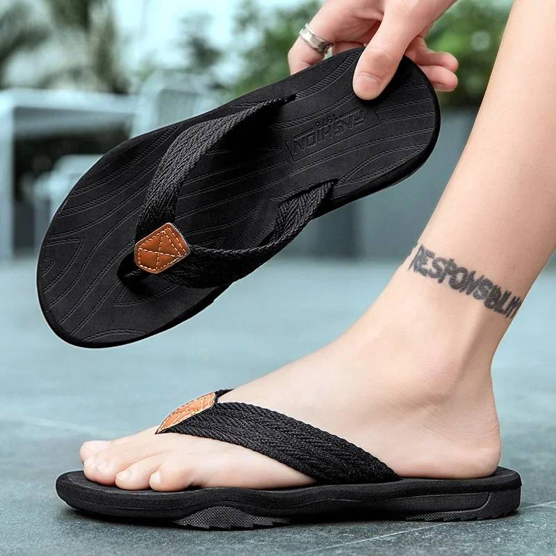 Summer Mens Flip Flops Casual Beach Shoes Large Size Sandals Leisure AntiSlip Beachwear For Men 3