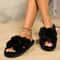 Sexy EVA Light Flip Flops Popular Cross Furry Slippers Female Fluffy Slides Autumn Winter Outdoor F 17