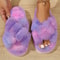 Sexy EVA Light Flip Flops Popular Cross Furry Slippers Female Fluffy Slides Autumn Winter Outdoor F 1