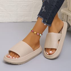 women's thick bottom cloud slippers, soft eva indoor slides, non-slip platform sandals, summer flip flops for couples