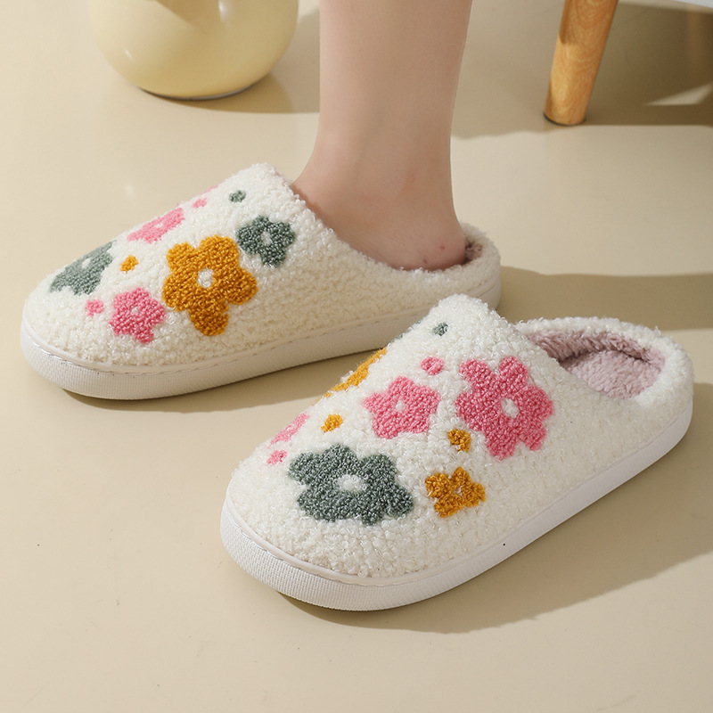 Women New Winter Slippers Soft Seagulls Flat Sandals Christmas Flip Flops Girls Fashion Flowers Cou