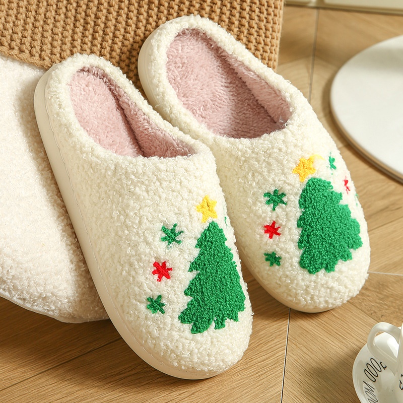 Women New Winter Slippers Soft Seagulls Flat Sandals Christmas Flip Flops Girls Fashion Flowers Cou