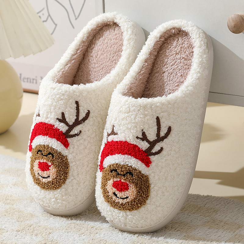 Women New Winter Slippers Soft Seagulls Flat Sandals Christmas Flip Flops Girls Fashion Flowers Cou