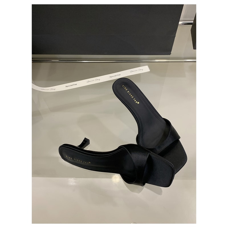 Patent Leather Mule Slippers Fashion Sexy Thin High Heels Slides Women Open Toe Pumps Slip Sandal O 9