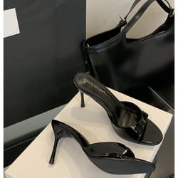 patent leather mule slippers, fashion sexy thin high heels slides, women open toe pumps, slip sandal outdoor flip flops