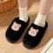 Cute Bear Cotton Slippers For Women Nonslip Slides Plush Warm Winter Indoor Sandals Home Flip Flops 4