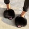 Luxury Fox Fur Slides For Women Designer Sandals Summer Furry Slippers Flip Flops Shoes Plus Size S