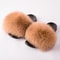 Luxury Fox Fur Slides For Women Designer Sandals Summer Furry Slippers Flip Flops Shoes Plus Size S