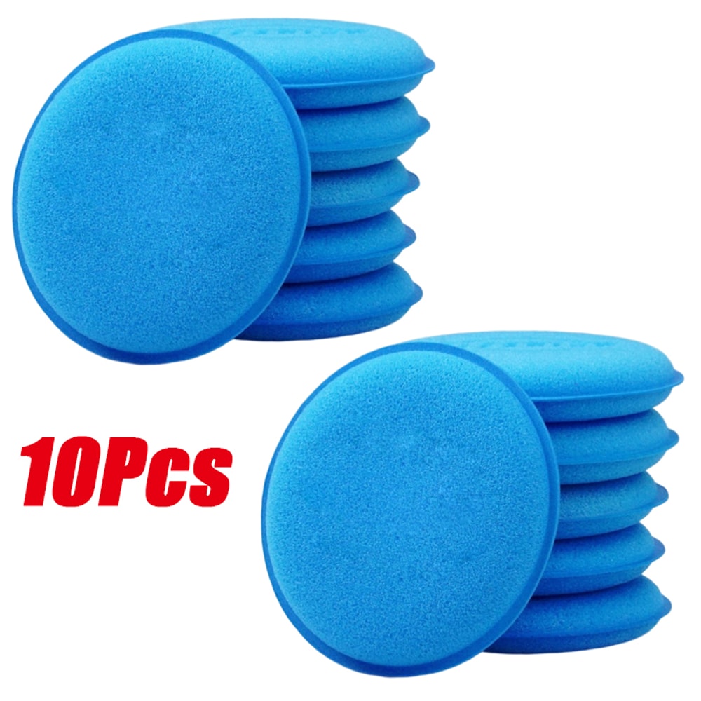 High Density 10Pcs Wax Foam Sponge Pads Round Car Waxing And Polishing Applicator Auto Detail Clean 1
