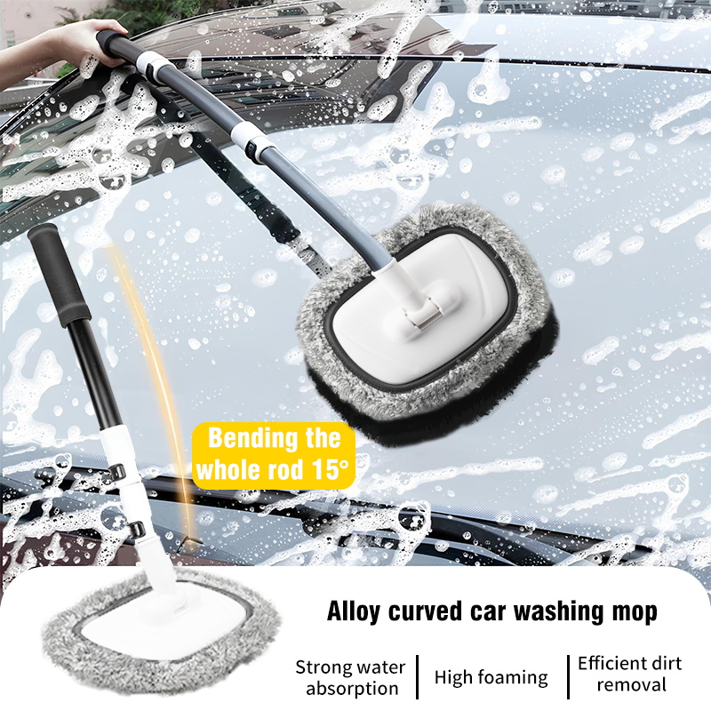 Bend Car Cleaning Brush Car Wash Brush 3Section Broom Telescoping Long Handle Cleaning Mop 2