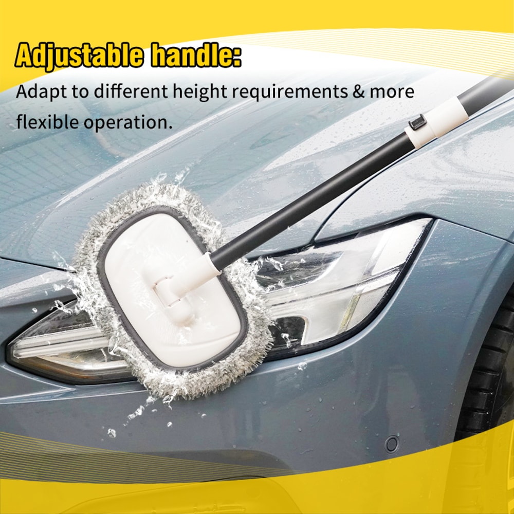 Bend Car Cleaning Brush Car Wash Brush 3Section Broom Telescoping Long Handle Cleaning Mop 4