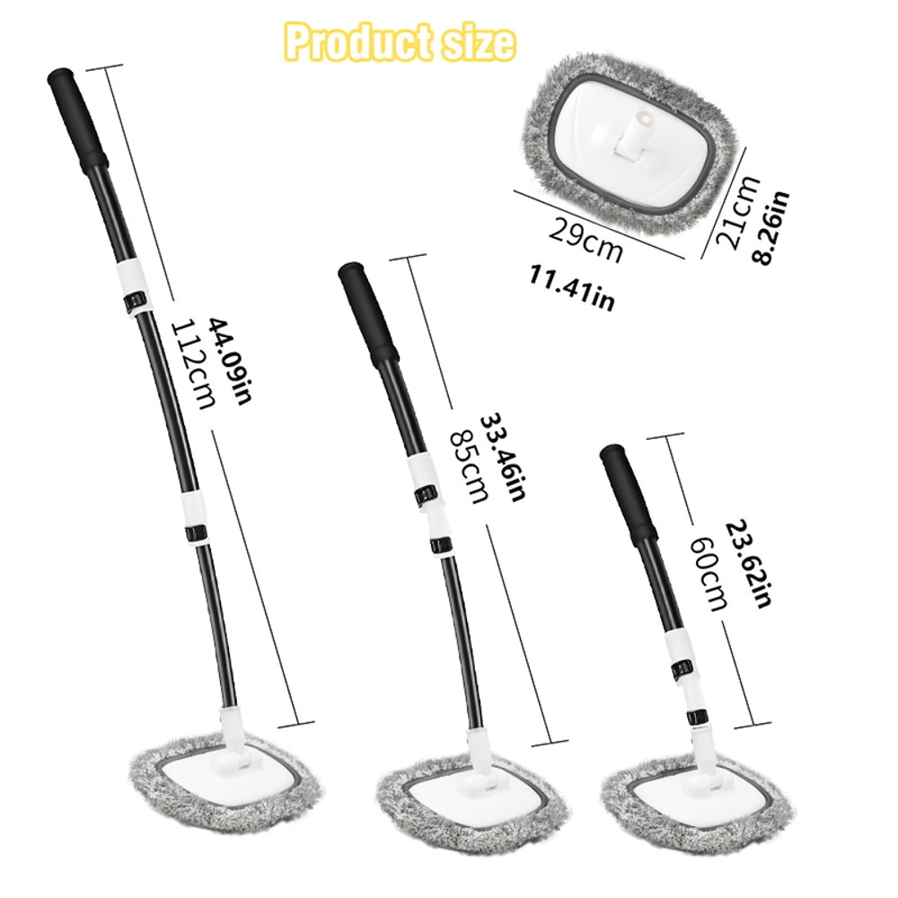 Bend Car Cleaning Brush Car Wash Brush 3Section Broom Telescoping Long Handle Cleaning Mop 6