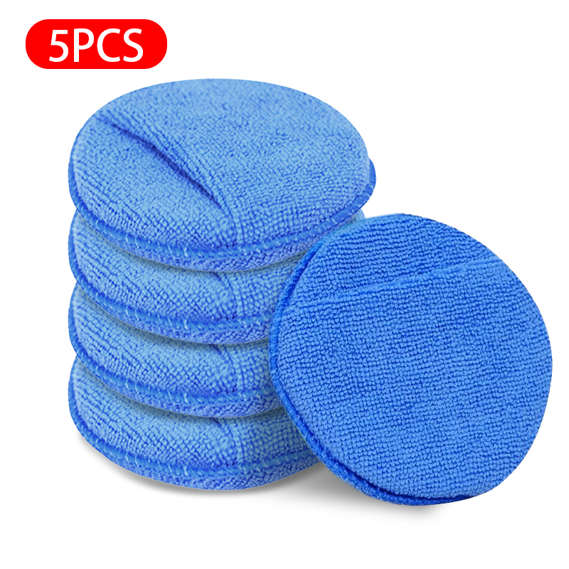 Car Care Waxing Polish Sponges Soft Microfiber Round Pocket Foam Sponges Car Detailing Applicator P 5