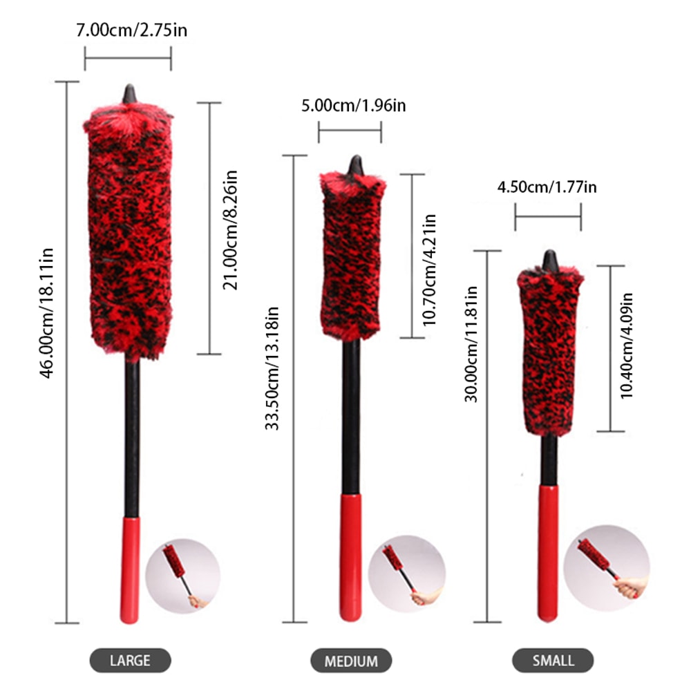 Plush Car Rim Tire Wash Brushes Car Wheel Detailing Cleaning Brush Long Handle Bendable Auto Wheel 2