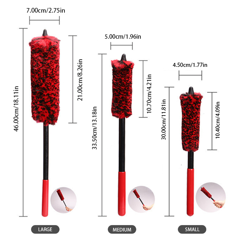 Plush Car Rim Tire Wash Brushes Car Wheel Detailing Cleaning Brush Long Handle Bendable Auto Wheel 2