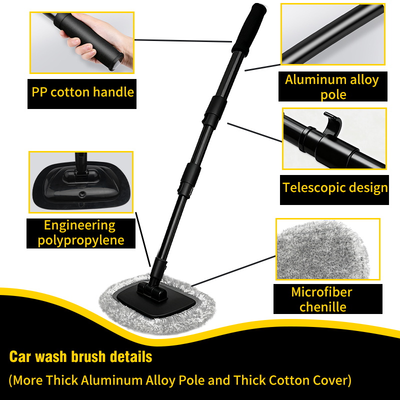 Telescoping Long Handle Car Wash Mop New Retractable Bent Bar Car Wash Brush Essential Car Cleaning 3