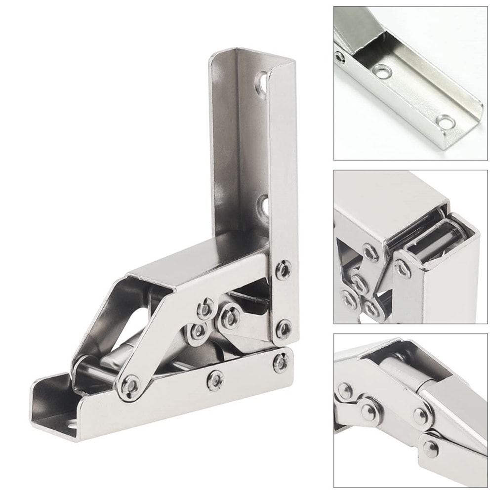 Folding Door/Shelf Hinge Hidden Bracket, Flat Sprung Folding Hinges, Table Holder Furniture Parts