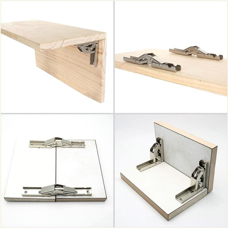 Folding Door/Shelf Hinge Hidden Bracket, Flat Sprung Folding Hinges, Table Holder Furniture Parts