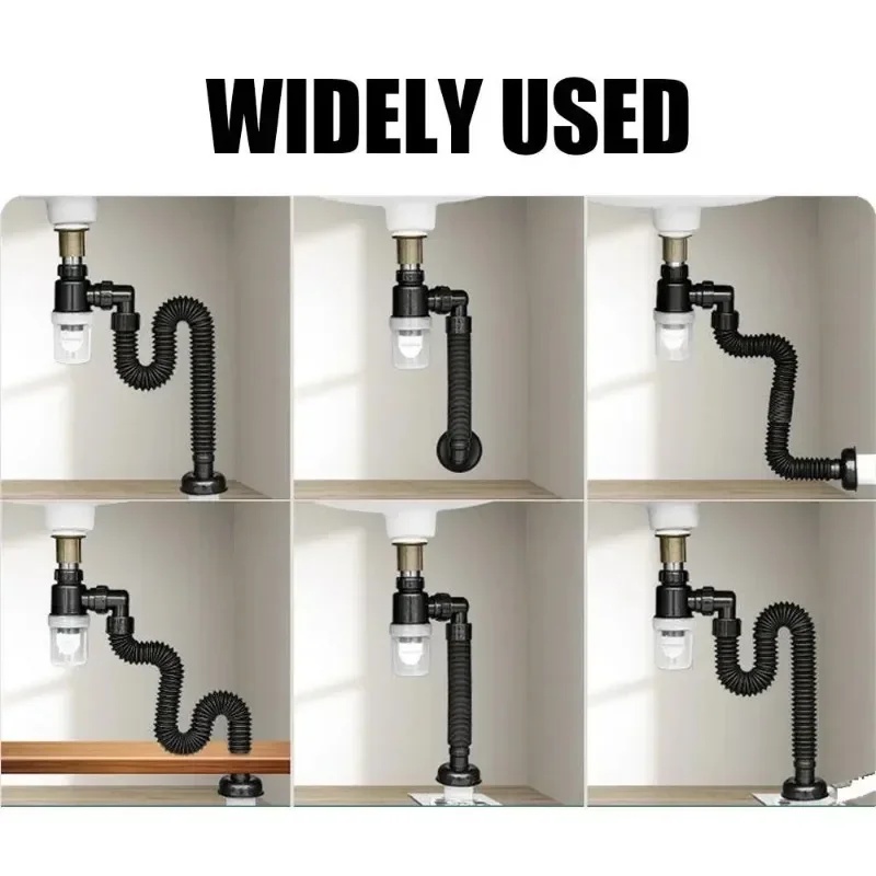 Flexible Downspout For Kitchen Sink Drain PTrap With Retractable Deodorizing Filter 5