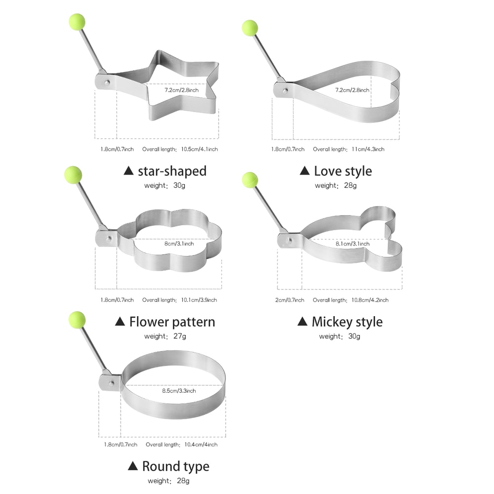 Stainless Steel Egg Mold DIY Breakfast Egg Shaper Pancake Rings Sandwich Tools Baking Utensil Kitch 6