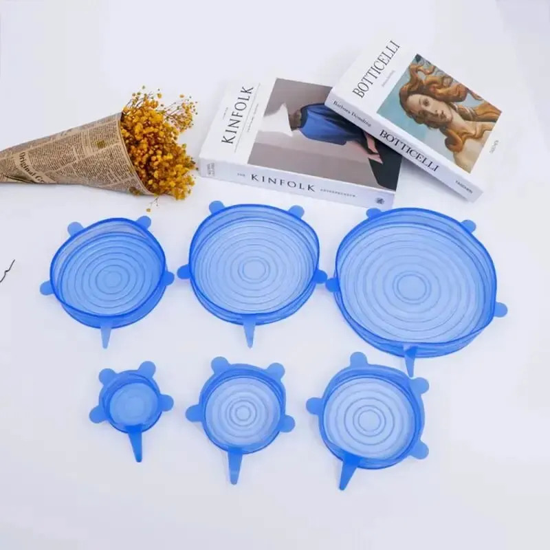 Reusable Silicone Stretch Lids For Food Bowls 6pcs Set Multifunctional FreshKeeping Cover For Fruit 1