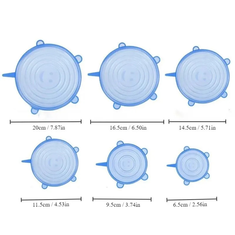 Reusable Silicone Stretch Lids For Food Bowls 6pcs Set Multifunctional FreshKeeping Cover For Fruit 5