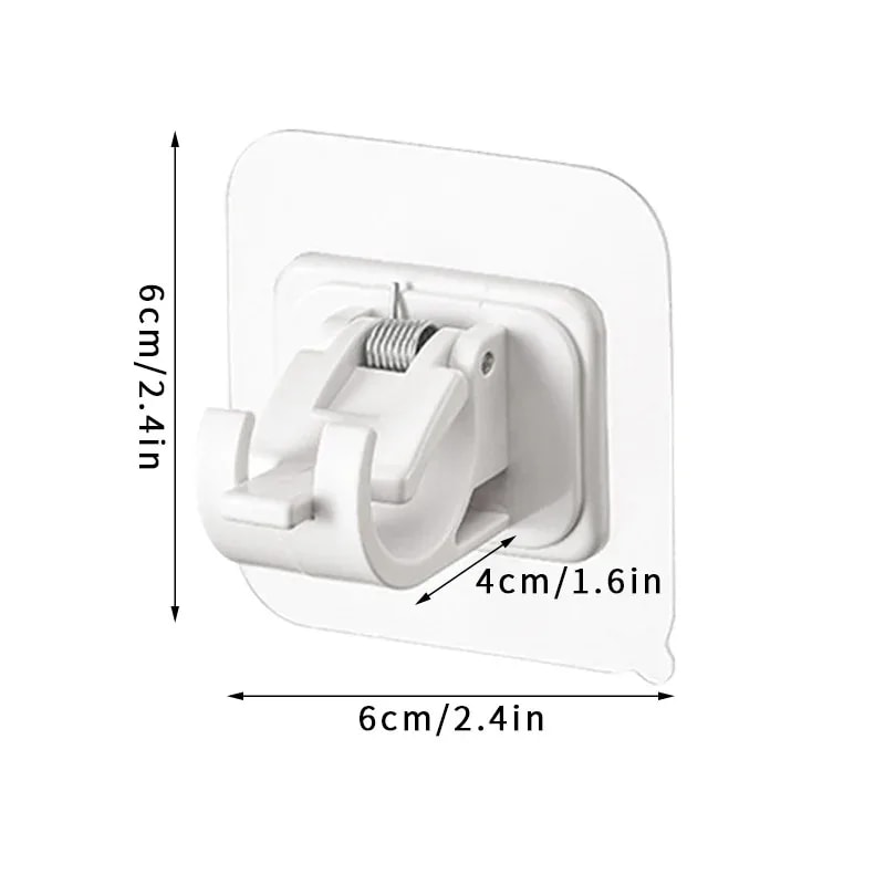 Self Adhesive Curtain Rod Clip, 6PCS Adjustable Clamp Hook, Wall Bracket Holder, Nail-Free Curtain Holder