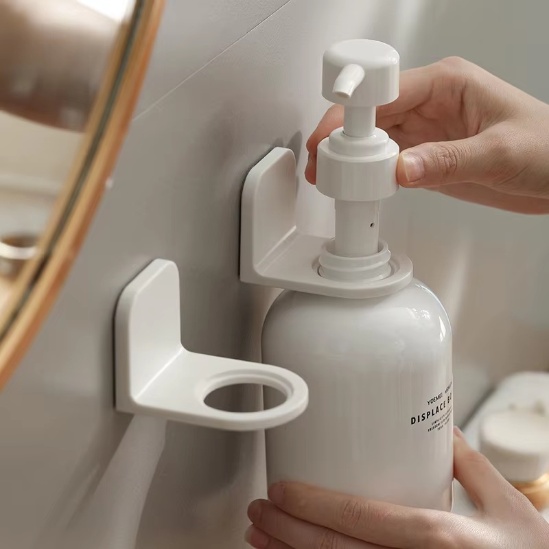 Adhesive Wall Mounted Adjustable Dispenser Bottle Holder Shampoo Lotion Hand Soap Hanger Bathroom S 2