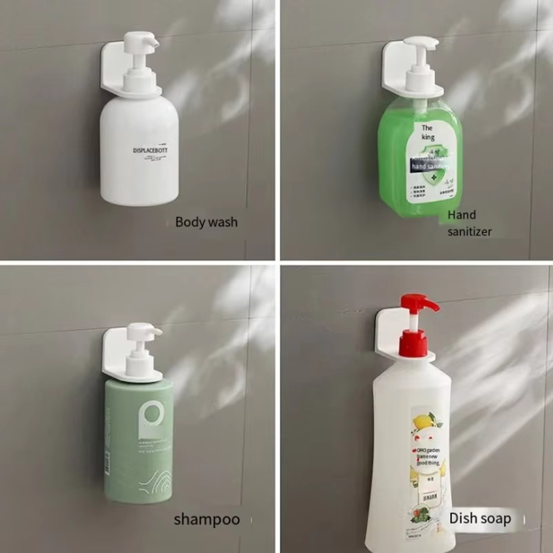 Adhesive Wall Mounted Adjustable Dispenser Bottle Holder Shampoo Lotion Hand Soap Hanger Bathroom S 6
