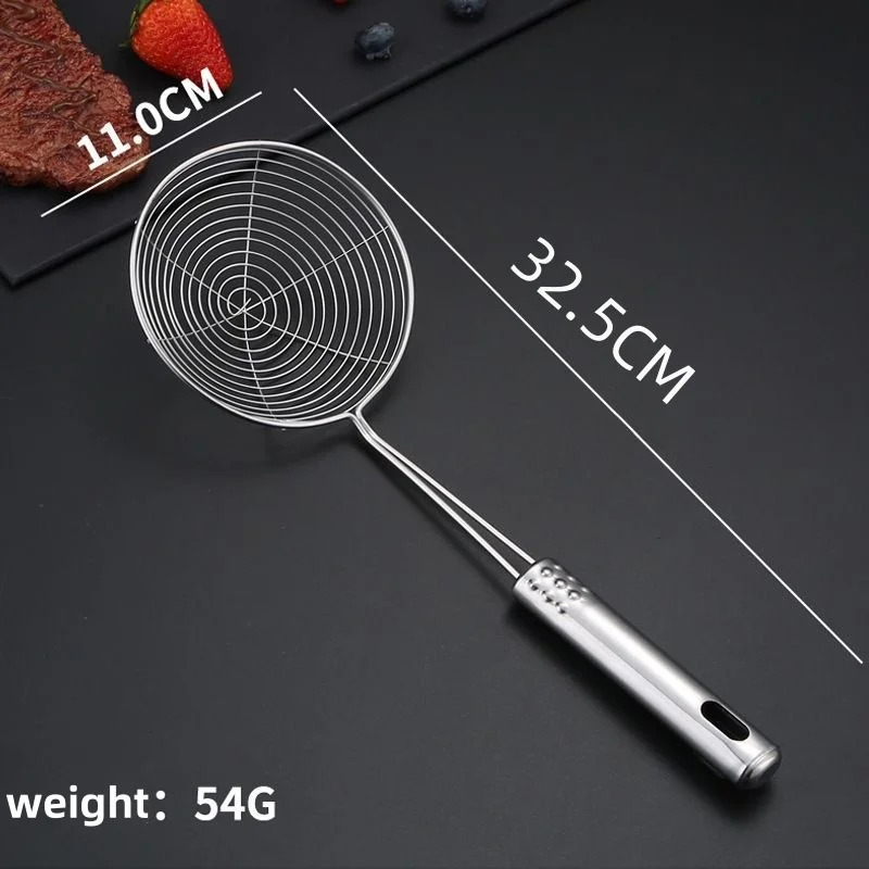 Stainless Steel Oval Skimmer Mesh Oil Pot Food Filter Cookware Colander Strainer For Frying 3