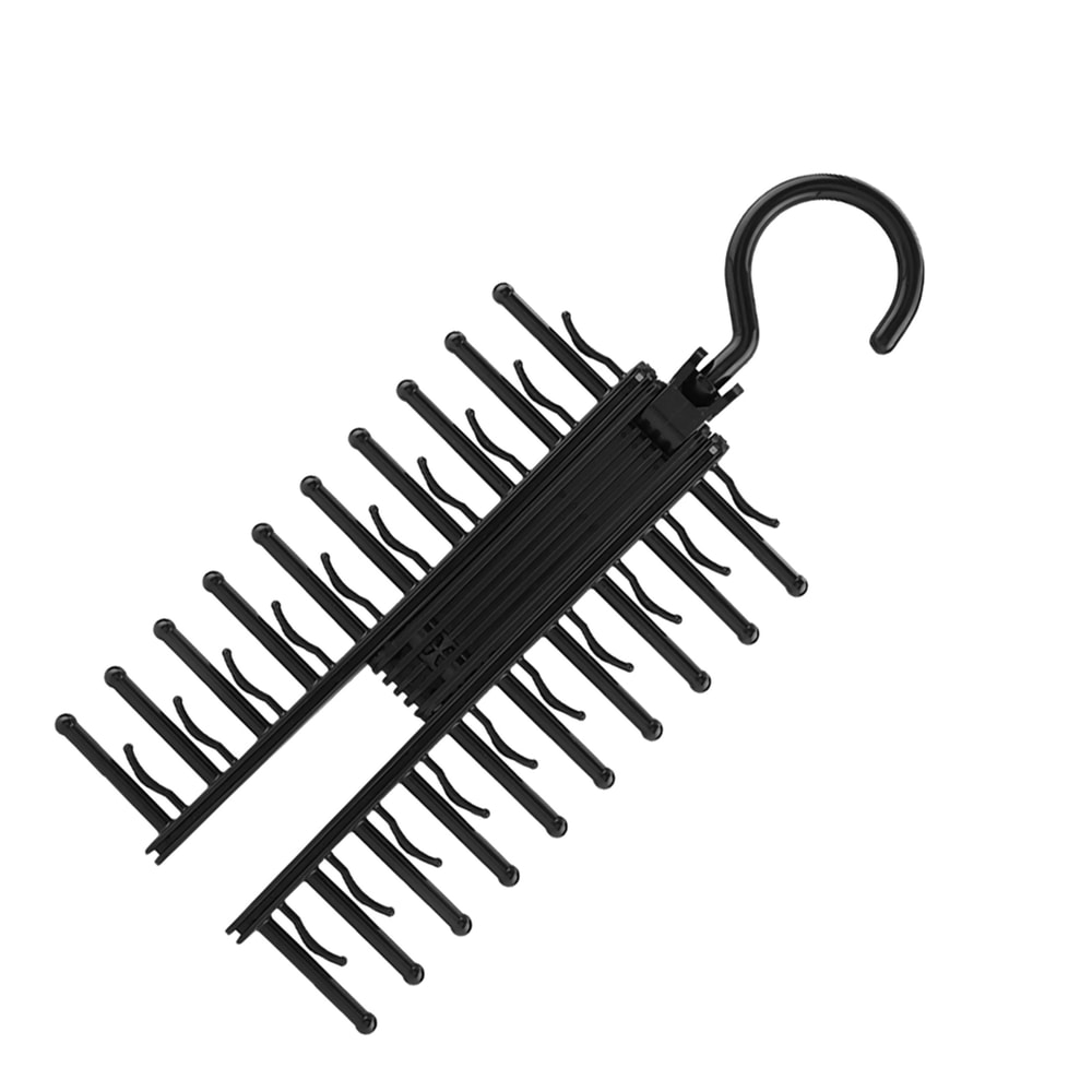 Adjustable Cross Tie Rack, Non-Slip Hanger Belt Scarves Organizer with Rotation for Easy Access