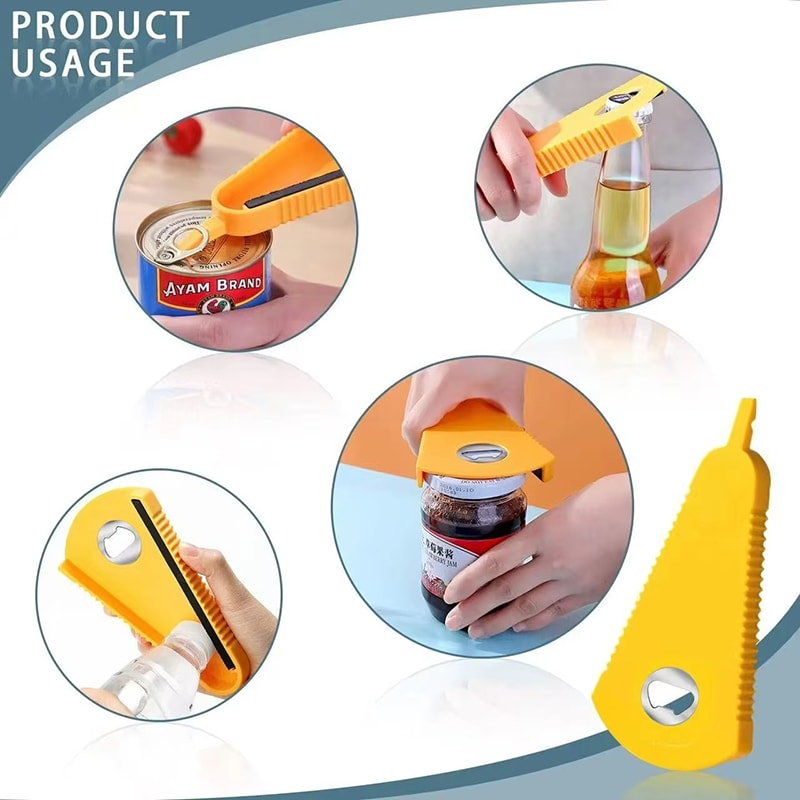 Multifunctional Can Opener And Bottle Opener Jar Opener For Beer Coke Jam Beverage Comfortable Gri 1
