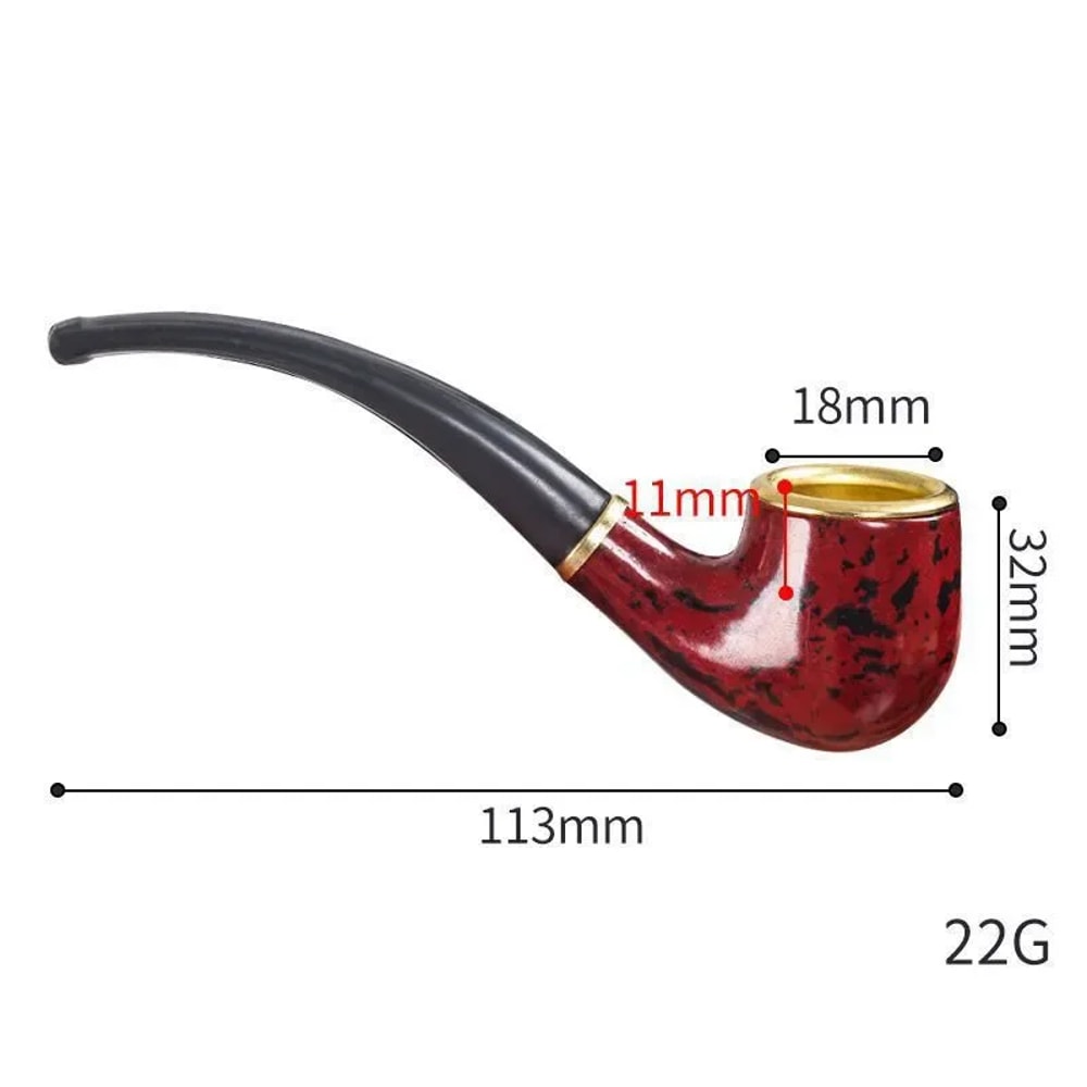 Classic Resin Pipe for Men, New Imitation Wood Pipe, Portable Copper Pot Bent Design, Durable Mini Cigarette Pipe