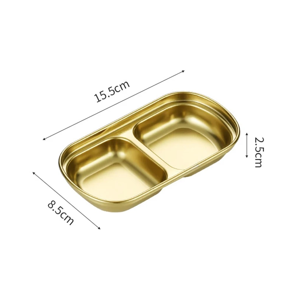 Gold Stainless Steel Seasoning Dish Hot Pot Dipping Bowl Square Soy Sauce Dish Barbecue Snack Plate 3